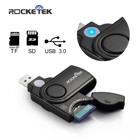 Rocketek de alta calidad usb 3,0 multi 2 en 1 Adaptador de lector de tarjetas SD/TF micro SD para ordenador portátil pc Accesorios ► Foto 1/6