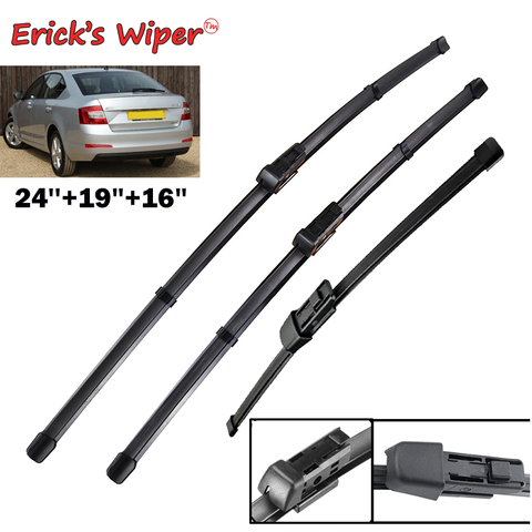 Erick es Limpiaparabrisas delante y limpiaparabrisas traseros conjunto para Skoda Octavia 5E Hatchback 2013 - 2017 parabrisas de ventana 24 