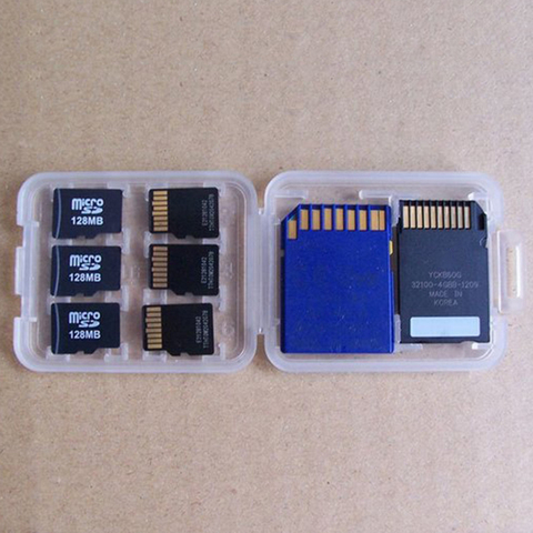 1 Unidad 8 en 1 soporte Protector plástico transparente mini para SD SDHC TF MS caja de almacenamiento de tarjeta de memoria ► Foto 1/6