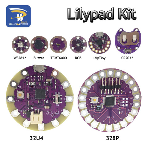 ATmega32U4 ATMEGA328P LilyPad 328 para Arduino DIY Kit Micro USB ATtiny85 LilyTiny Tablero Principal zumbador WS2812 RGB CR2032 TEMT6000 ► Foto 1/6