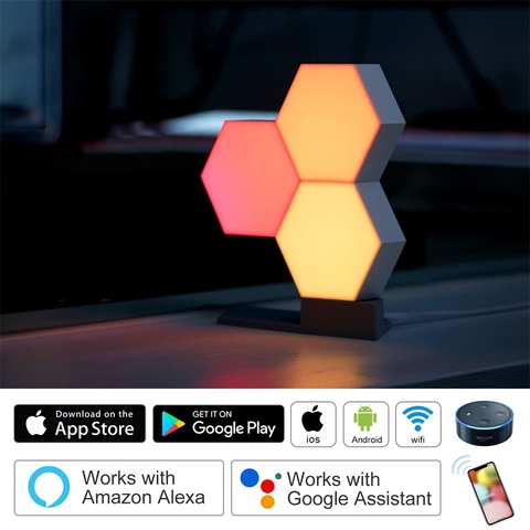 Lifesmart-Lámpara inteligente Quantum Lights, montaje creativo de geometría, Control por aplicación, luz LED nocturna para el hogar, funciona con Amazon Alexa ► Foto 1/6