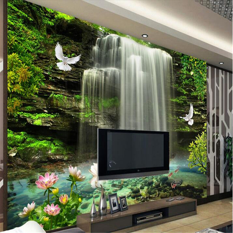 Beibehang mural personalizado 3d papeles tapiz decoración del hogar cascada Natural foto de papel pintado para paredes 3 d papel de parede para sala estar ► Foto 1/4