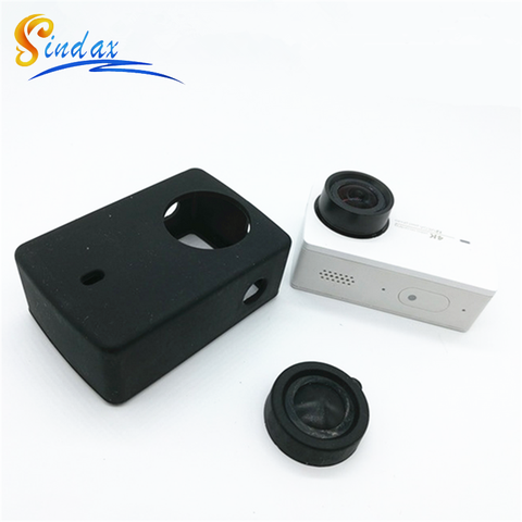 Funda de silicona Sindax + cubierta de lente para Xiaomi yi 4 K Carcasa protectora suave para Xiaomi yi 2 4 accesorios para Cámara de Acción K ► Foto 1/1