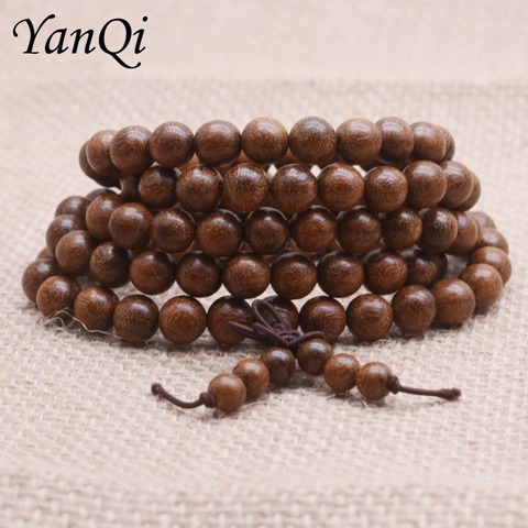 Yanqi-pulsera de cuentas de Buda de la Mala Tibetano para hombre, pulsera de cuentas de madera natural, cuentas de oración, Rosario ► Foto 1/6