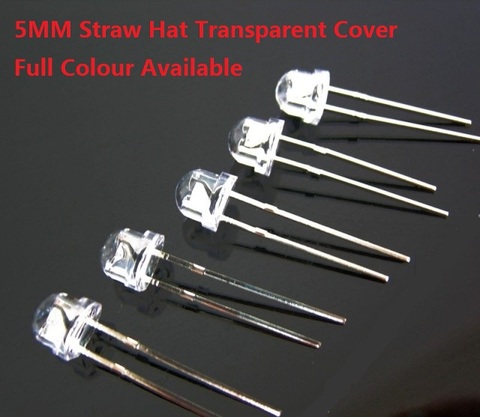 100 piezas 5 MM sombrero de paja DIP LED rojo amarillo verde azul blanco cálido cubierta transparente de alta brillante F5 calidad de diodo emisor de luz ► Foto 1/1
