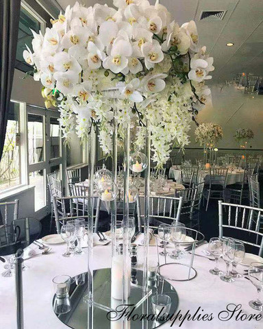 Florero acrílico transparente para decoración de boda, soporte Floral de lujo para mesa centro de mesa, venta al por mayor ► Foto 1/6