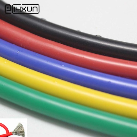 Cable de silicona de 2 metros 10AWG, blando y resistente al calor, alambre de silicona, alambre de Gel de sílice, negro, rojo, amarillo, azul y verde ► Foto 1/1