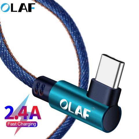 OLAF 1 m 2 m 90 grados USB tipo C Cable para Samsung S9 S10 Plus tipo de carga rápida- c Micro USB Cable para iphone X Xs X Max Cable de datos ► Foto 1/6