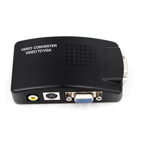 Adaptador de interruptor para ordenador portátil, convertidor de vídeo compuesto VGA/s-video/compuesto RCA/ AV a VGA, caja negra ► Foto 1/1