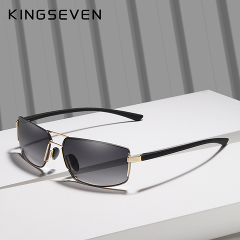 KINGSEVEN diseño de marca UV400 Gafas de sol de las mujeres de los hombres conducción hombre cuadrado Gafas de sol de acero inoxidable Gafas ► Foto 1/6