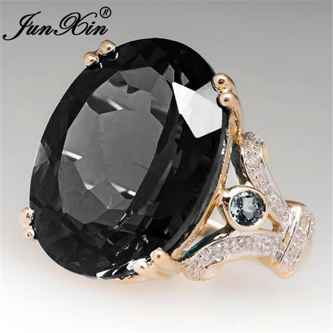 Mujer de lujo Gran Piedra Negro anillo de moda 925 Filled Zircon boda anillos para las mujeres nupcial amor anillo de compromiso ► Foto 1/6