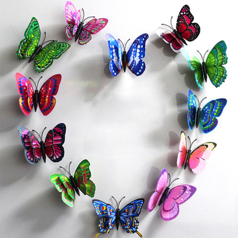 Imán de nevera luminoso de mariposa Artificial, decoración de boda para el hogar y Navidad, 10 Uds. ► Foto 1/6