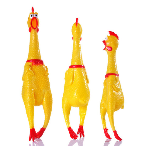 Pollo juguete estrujable con sonido juguetes para mascotas y perros producto utensilio de descompresión con sonido Squeak ventilar pollo ► Foto 1/3