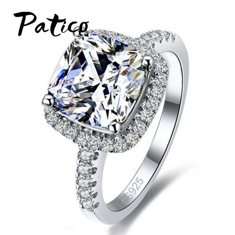 PATICO de lujo 100% anillos de plata esterlina 925 para mujeres boda accesorios de joyas de Zirconia cúbica gran promoción ► Foto 1/3