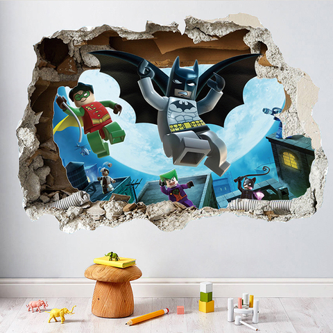 DC Lego-pegatinas de pared de superhéroes de Batman para guardería,  accesorios para habitación de niños, decoración arte Mural de PVC,  calcomanía de dibujos animados para el hogar - Historial de precios y