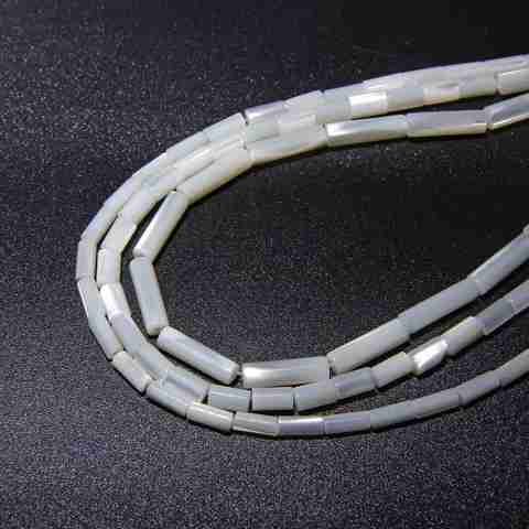 MOP-Cuentas tubulares de concha de perla blanca, cuentas de tubo largo, perlas naturales de concha para fabricación de joyas, pulsera, collar, hebra de 15