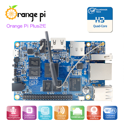 Orange Pi Plus2e-miniplaca individual de código abierto, 2GB, H3, Quad-Core, compatible con Android,Ubuntu, Linux ► Foto 1/4