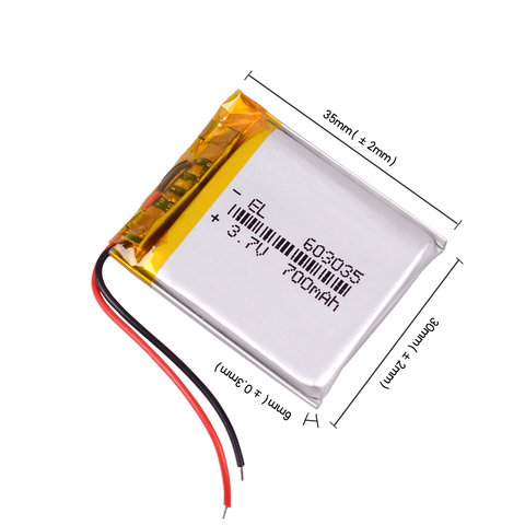 Batería de polímero recargable 700 mah 3,7 V 603035 Li-ion batería para dvr video grabadora portátil columna linterna diodo ► Foto 1/6
