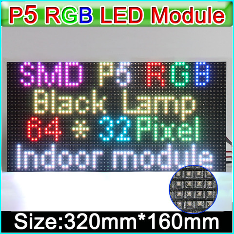 Panel LED de pared P5 para interiores, Módulo De Pantalla LED a todo Color, 320mm x 160mm ,RGB SMD, 3 en 1, P5, 64x32 ► Foto 1/2
