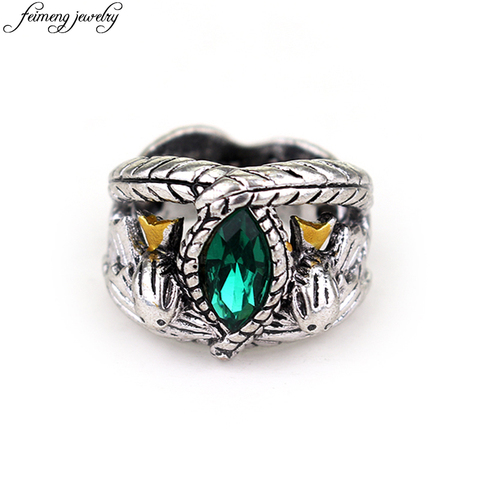 Anillo Retro del Señor de los Aragorn, anillo de cristal verde antiguo para hombres y mujeres, joyería de moda ► Foto 1/5