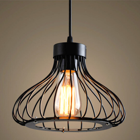 Vintage lámpara de Loft nórdico restaurante casa habitación decoración, lámpara para colgar Retro Industrial viento jaula E27 lámpara colgante ► Foto 1/6