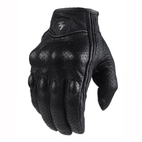 Guantes de cuero auténtico para motocicleta, de piel de oveja auténtica, para Motocross, carreras y conducción de coches, para hombre ► Foto 1/5