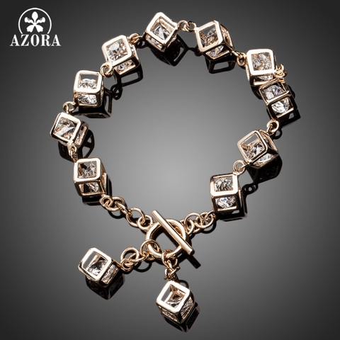 AZORA-pulsera de cristal austriaco Stellux de Color dorado, 12 Uds., Cube Charm, TS0023 ► Foto 1/4