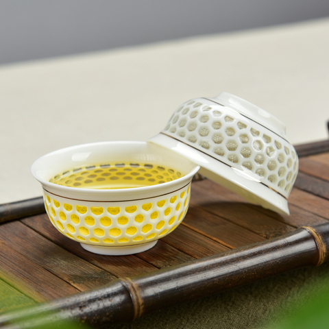 Tazas de té de porcelana China kungfu, diseño vacío, creativo para Pu'er/té verde, 45ml, China, 2 unids/lote ► Foto 1/4