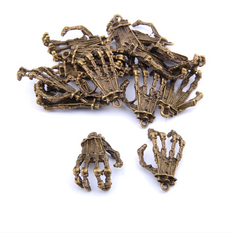 Colgantes de aleación de bronce Vintage para fabricación de joyas, 10 Uds., 22x35MM, hechos a mano y calavera con esqueleto, Charms ► Foto 1/5