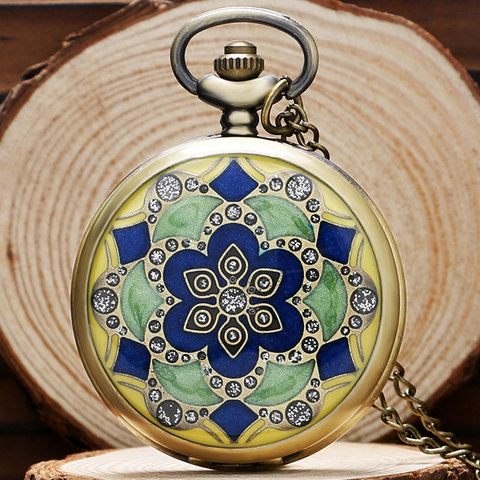 Jade VERDE bronce bolsillo vintage reloj COLLAR COLGANTE cadena regalo de los hombres P52 ► Foto 1/6