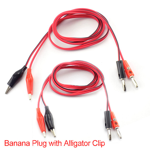 2 pares 4mm 1M cable con conector Banana Clip de cocodrilo eléctrica AV pinza eléctrica prueba conectores cable de alambre para multímetro ► Foto 1/6