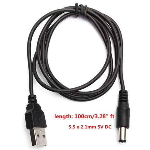 El mejor puerto USB negro de 100cm de longitud 5V 5,5*2,1mm conector de Cable de alimentación de barril de CC para dispositivos electrónicos pequeños cable de extensión usb ► Foto 1/5