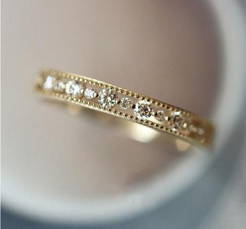 Huitan-anillo de Color dorado sencillo para mujer, joyería femenina elegante de CZ, accesorios diarios para niñas, lote al por mayor y envío directo ► Foto 1/6