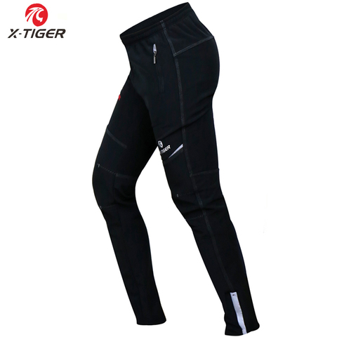 Pantalones de ciclismo reflectantes térmicos de lana multifunción para X-TIGER, pantalón largo de cintura elástica, a prueba de viento, para invierno ► Foto 1/6