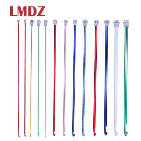 LMDZ 14 ganchos de ganchillo tunecinos de aluminio Multicolor que hacen punto gancho de agujas 2,5mm a 11 mm gancho de ganchillo Multicolor ► Foto 1/6