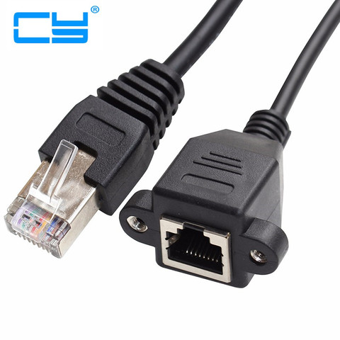 Cable de extensión de red Ethernet RJ45 8P8C FTP STP UTP Cat 5e, macho a hembra, 30cm, 60cm, 1m, 1 pies, 2 pies, 5 pies, con agujeros de montaje en Panel ► Foto 1/3