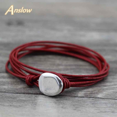 Anslow-pulsera de cuero para hombre y mujer, diseño moderno, joyería barata, regalo LOW0557LB, 2017 ► Foto 1/6