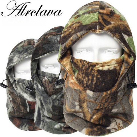 Gorra de invierno calentadores de cuello y cara polar camuflaje Cap pasamontañas senderismo esquí caza sombrero térmico antiviento máscara ► Foto 1/6