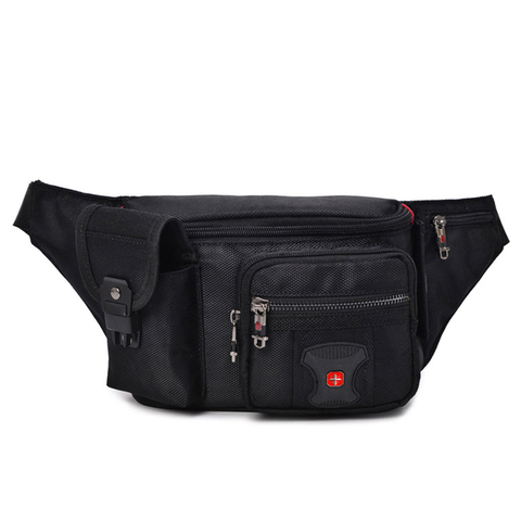 Swiss-riñonera multifunción Oxford para hombre y mujer, bolso de cintura negro, informal, con múltiples bolsillos, para el vientre, para teléfonos móviles ► Foto 1/6