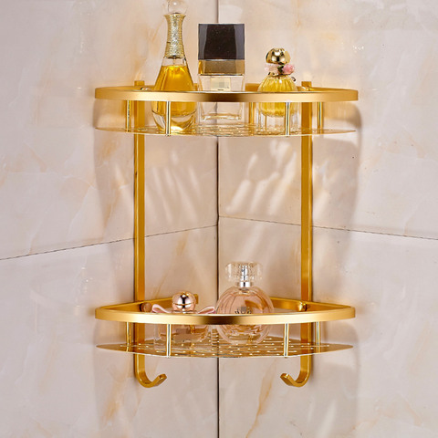 Estante dorado para ducha de baño, cesta esquinera de aluminio montada en la pared, almacenamiento de champú, etagere, salle de bain, murale, repisa ► Foto 1/6