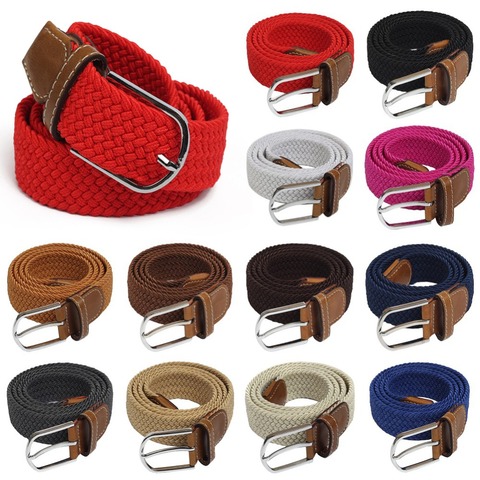Cinturones trenzados multicolores para hombre, cinturón elástico de tela elástica, informal, hebilla extensible, #288028 ► Foto 1/6
