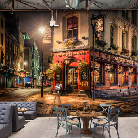 Pared 3D personalizada Mural ciudad vista nocturna Papel pintado Bar Café restaurante Fondo pared decoración Fresco Papel De Parede 3D Paisagem ► Foto 1/6