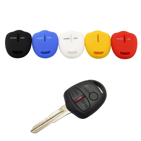 Funda de llaves de silicona para coche, compatible con Mitsubishi Lancer EX ASX Outlander Galant Pajero, 2 botones, Accesorios para llaveros remoto ► Foto 1/6