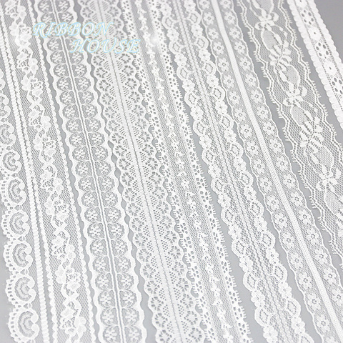 (5 yardas/rollo) tela de encaje blanco decoración de correas encantador embalaje de regalo Material de poliéster ► Foto 1/6