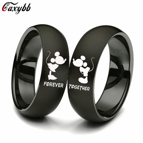 Anillo de pareja de Color negro anillo de boda de acero inoxidable para siempre anillo de compromiso para mujeres y hombres ► Foto 1/5