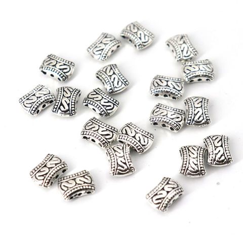 Cuentas de Metal sueltas de tres espaciador Con agujeros para fabricación de joyas, accesorios de pulsera de perlas Diy, Color plata tibetana lisa, 25/50 Uds. ► Foto 1/5