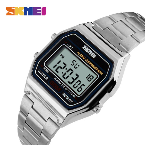 SKMEI-reloj Digital de acero inoxidable para hombre, cronógrafo deportivo con pantalla LED, estilo militar, resistente al agua, 2022 ► Foto 1/6