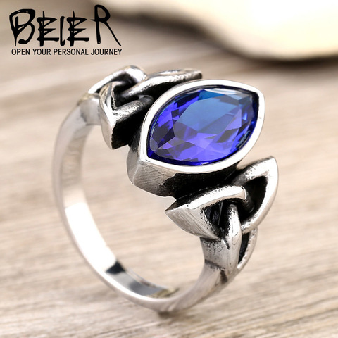 Beier-anillo de acero inoxidable 316L para hombre, joyería con nudo runa nórdica, LLBR8-269R ► Foto 1/6