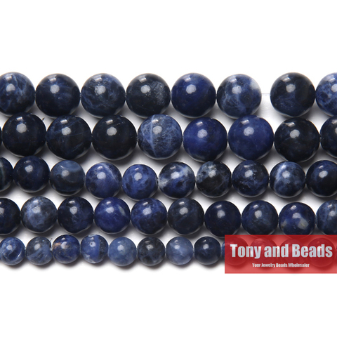 Piedra Natural azul sodalita suelta perlas redondas 15 