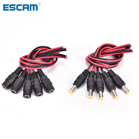 5 unids/lote 5,5x2,1mm 12V Mujer/hombre de toma de corriente DC Jack conector de clavija Cable de la nave de la gota ► Foto 1/6